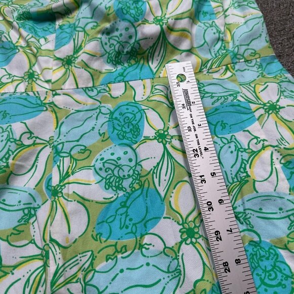 Lilly Pulitzer Strapless Blue Green Floral Tie Back Cotton Summer Dress Size 8 - Picture 4 of 6